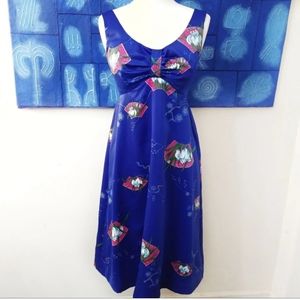 Vintage Paradise Hawaii Blue Dress Hibiscus Floral